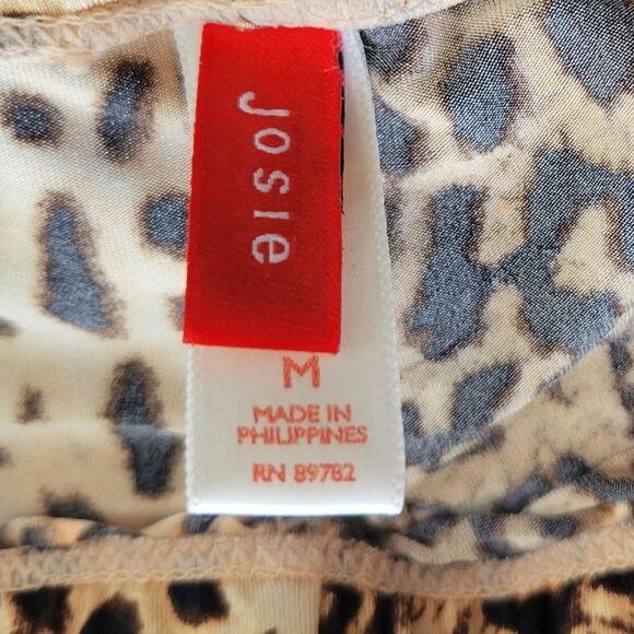 Josie Natori Animal Print Cheetah Wide Leg Pants Medium Black Lace - Picture 3 of 4